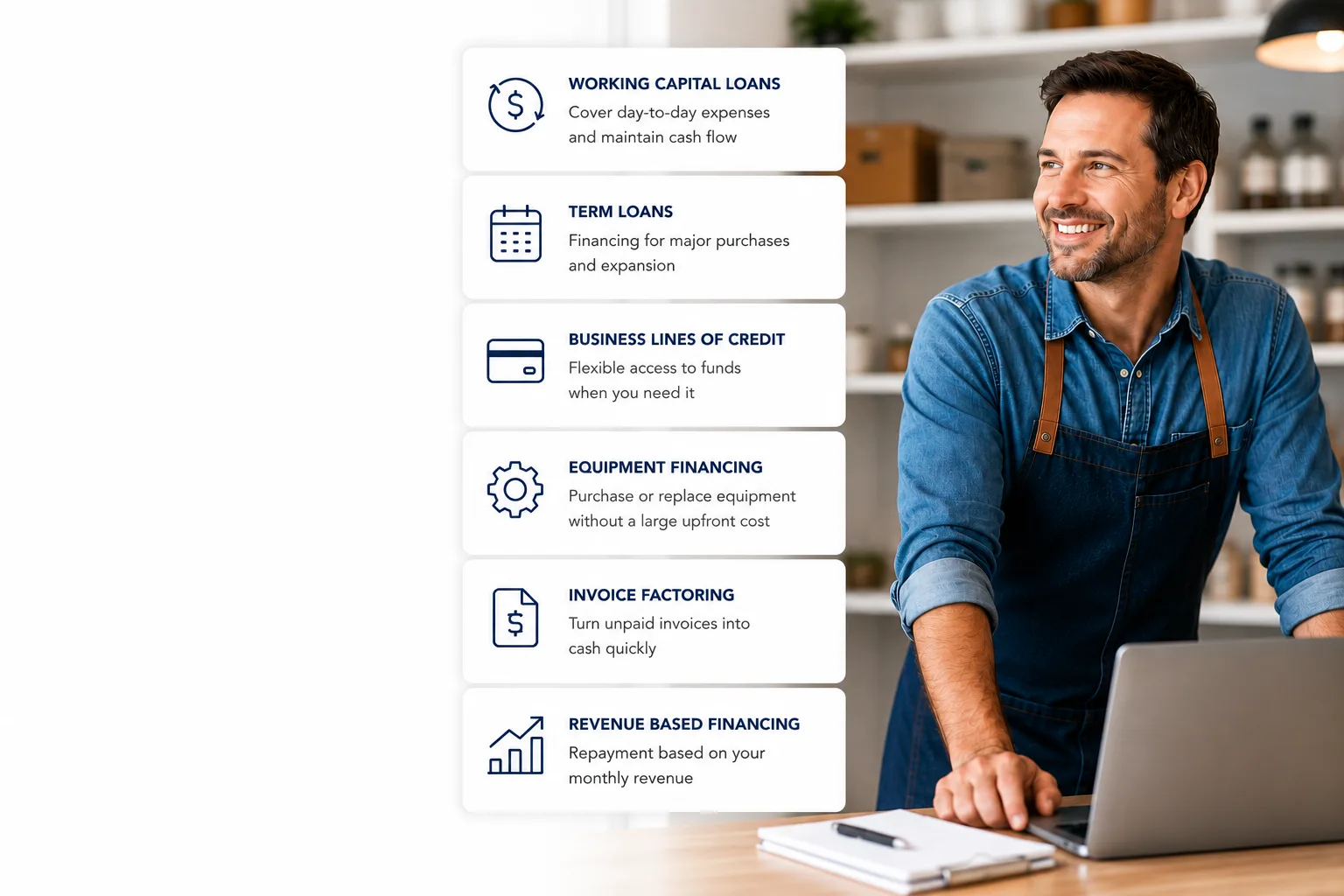 Small business owner reviewing funding options with Novus Business Funding